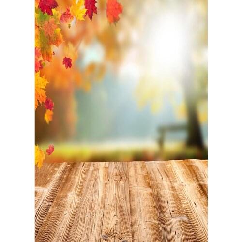 Photography Backdrops Maple Leaf Bokeh Wooden Floor Vinyl Backgrounds for Children Birthday Baby Shower Photoshoot Photo Studio