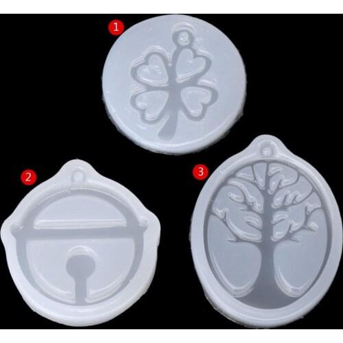 UV Resin Jewelry Liquid Silicone Mold Clover Bell Tree Frame DIY Jewelry Pendant