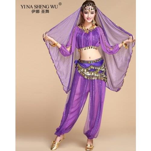 Adult Bollywood Dance Costumes Indian Dance Costumes Women Chiffon Bollywood Orientale Dance Belly Dance Clothes 2/3/5/8 pcs Set