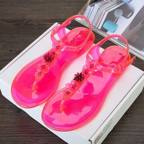 2021 Summer New Womens Flat Sandals Outdoor Beach Shoes Handmade Flower Sandals Fashion Solid Color Plus Size 40