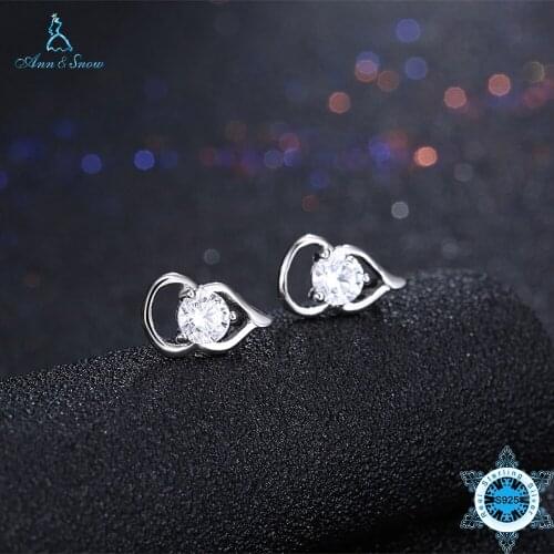 Ann&Snow New Shape Gourd Clear CZ 925 Sterling Silver Push-back Women Stud-Earrings Jewelry Brincos Pendientes Mujer