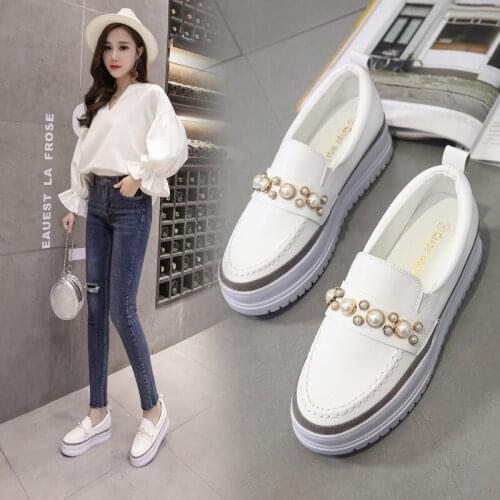 Spring 2021 new platform platform single shoes spring/summer new small white shoes round toe womens shoes