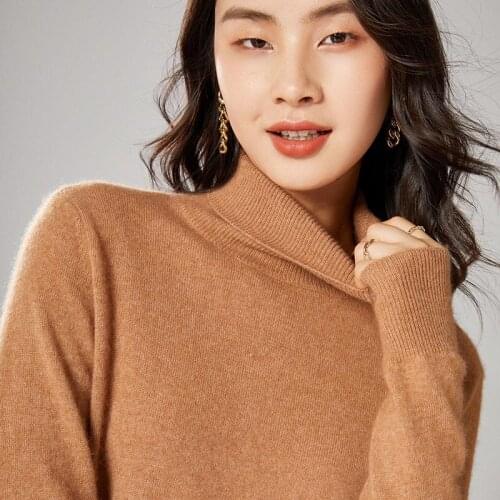 Zocept 100% Merino Wool Women Turtleneck Sweaters Casual Basic Warm Knitted Pullover Jumper Winter Female Cashmere Sweater Tops