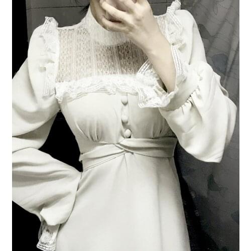 2021 New Year Party Birthdays Feminine Vestidos Womens Fashion Patchwork White Lace Ruffled Elegant Long Dress X51