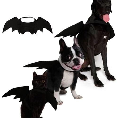 Halloween Pet Costume Cat Bat Wings Collar Harness Decor Puppy Pet Cat Black Bat Dress Up Funny Wing Cat Clothes Christmas Gifts