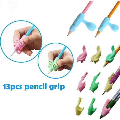 13Pcs/Set Non-toxic Children Pen Grips Beginner Writing Aid Grip Finger Ergonomic Posture Correction Tools for Kids Students