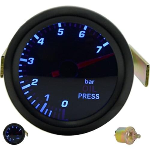 2" 52MM Universal Oil Pressure Car Gauge 0-7 BAR Meter Auto Blue LED