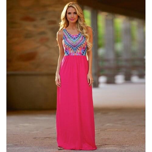 2017 SXCHARM Europe America color printing sleeveless deep v-neck dress big swing vest dress 4 colors plus size