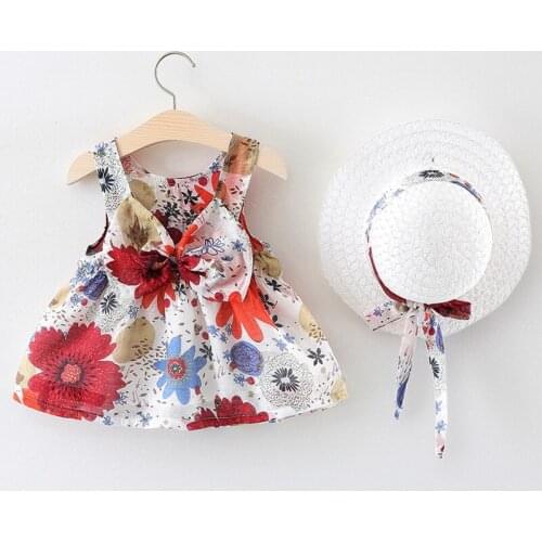 2020 summer new girl flower sleeveless dress baby child cotton and linen princess dresses CHD20068