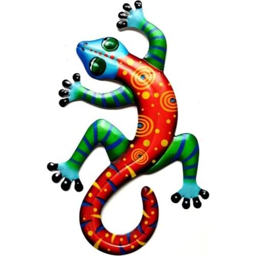 3D Metal Gecko Ornament Iron Lizard Sculpture Wall Hanging Pendant Decoration