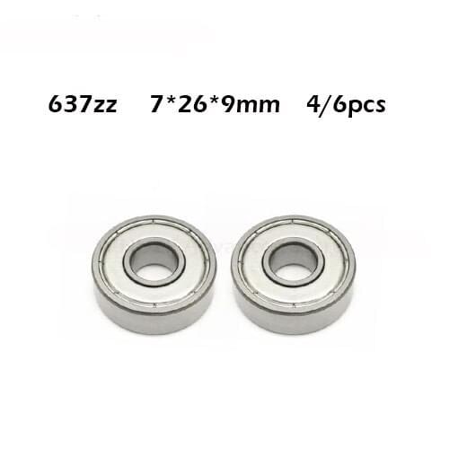 4/6PCS 637ZZ 7*26*9(mm) bearing free shipping ABEC-1 Metal Sealed Miniature Mini Bearing 637 637Z 637 ZZ chrome steel bearing