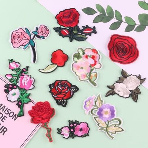 50pcs/Lot Embroidery Letters Clothing Decoration Accessories Rose Flower Diy Iron Heat Transfer Applique Iron on Patch