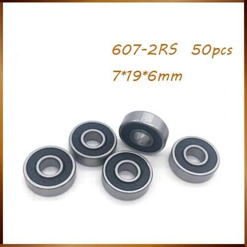 50PCS Free Shipping 607-2RS 6072rs 607RS 60017-2RS ABEC bearing steel toy bearing ball bearing 7*19*6mm