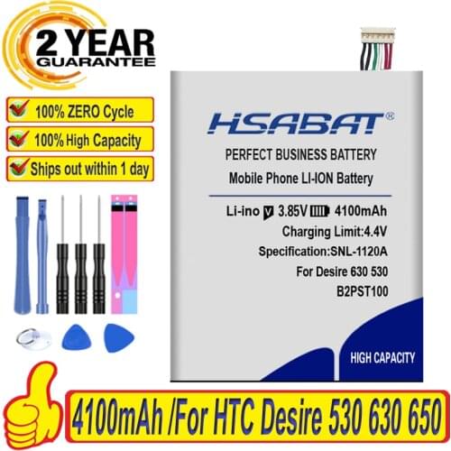 HSABAT 100% New 4100mAh B2PST100 Battery for HTC Desire 530 630 650 D530U 628 free shipping within tracking number