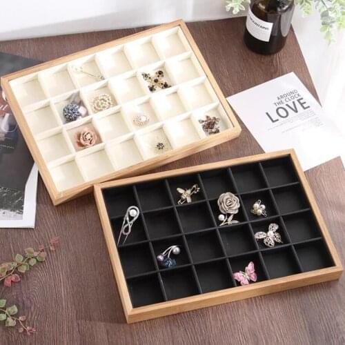 Bamboo Jewelry Display Storage Boxes Tray Pendant Necklace Bracelet Holder