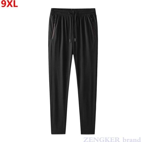Summer oversized thin pants Large size ice silk mens casual quick-drying pants 6XL 7XL 8XL 9XL jogging pants men sweatpants