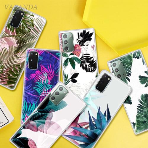 Pink Green Leaf Plant Case for Samsung Galaxy S21 S20 FE S9 S8 S10 Plus Phone Bags Note 20 Ultra 10 Lite 9 S10e Soft Coque