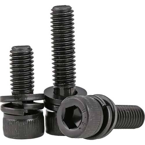 Black Hex Hexagon Socket Cap Head Screws/Sping Washer / Flat Washer Allen Bolts Combination Kit Set 12.9 Grade M3M4M5M6M8M10M12