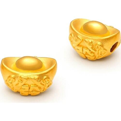 Pure 24K Yellow Gold Pendant 999 Gold 3D YuanBao Pendant 1.31g