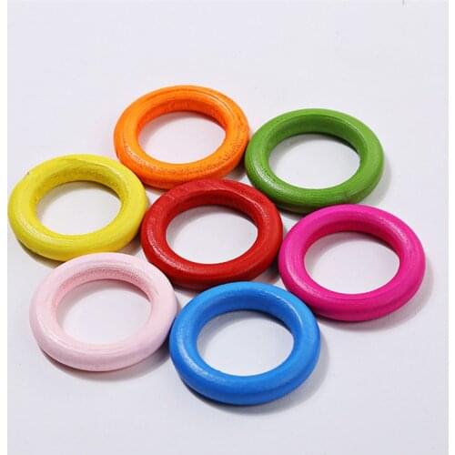 DIY Wooden Beads Connectors Circles Rings Beads Unfinished Mixed Colorful Natural Wood Beads 1.5-4.5cm