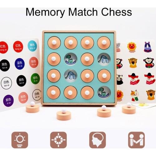 Children memory match chess game 3D wooden puzzles early education chess toys for kids Family interaction game toy for child