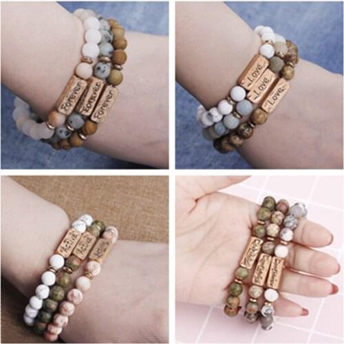 Hot Sale New Letter Bracelet Colorful Natural Stone Beads Chakra Bracelets Handmade Wristband Bangle Of Charm Gifts For Men Wome