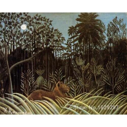 Oil Painting modern Jungle with Lion Henri Rousseau Hand painted High quality