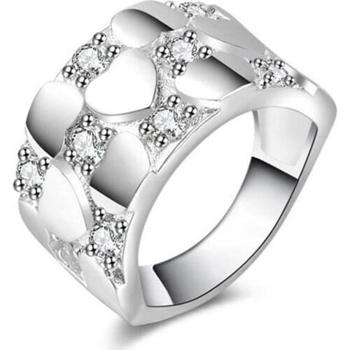 925 Silver Color Rings Crystal Compatible With European Fit Original Wedding Brand Ring Jewelry Christmas Gift #163