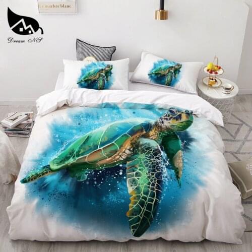 3pcs Modern Animal Bedding Set Dolphin Sea Turtle Twin Pillowcase Home Textiles Bedding Sets Bedclothes Cover Comforter