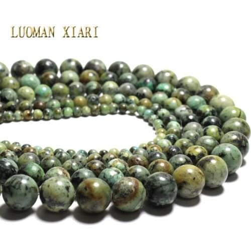 AAA+Natural Round Shape Natural African Turquoises Stone Round Loose Beads For Jewelry DIY Bracelet Making 4mm 6mm 8mm 10mm 12mm