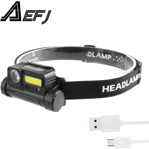 Mini TYPE-C Rechargeable XPE COB LED WHITE RED Headlamp Body Motion Sensor Headlight Camping Flashlight Head Light Torch Lamp