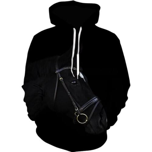 2021 Fashion Personality Sweatshirt Men / Women 3d Printed Hoodies Horse Animal Pattern Unisex Streetwear Hoodie balck jacket