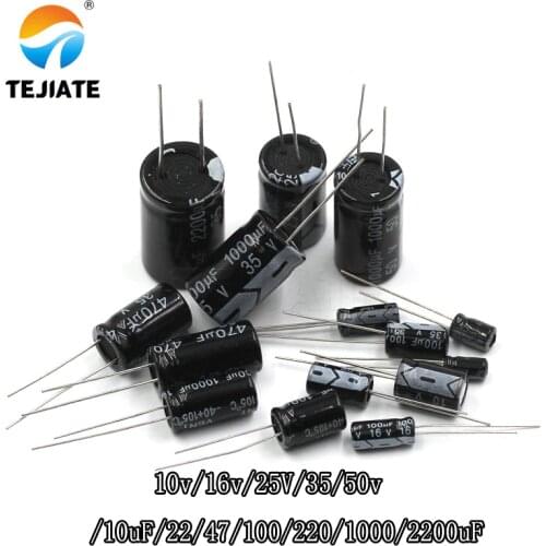 Directly inserted Aluminium Electrolytic Capacitor Kit DIY 10v/16v/25V/35/50v/10uF/22/47/100/220/1000/2200uF