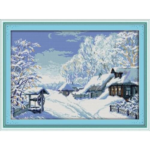 The middle of winter cross stitch kit landscape18ct 14ct 11ct count printed canvas stitching embroidery DIY handmade needlework