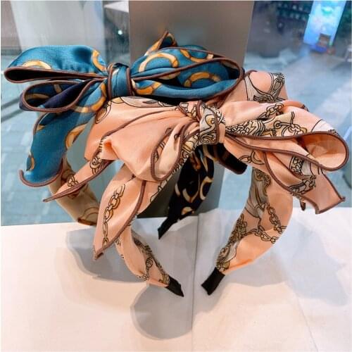 New Floral Boutique Hairband Double Layer Cloth Bow Headband Women Girls Hair Head Hoop Bands Accessories Dot Hairbands Headwear