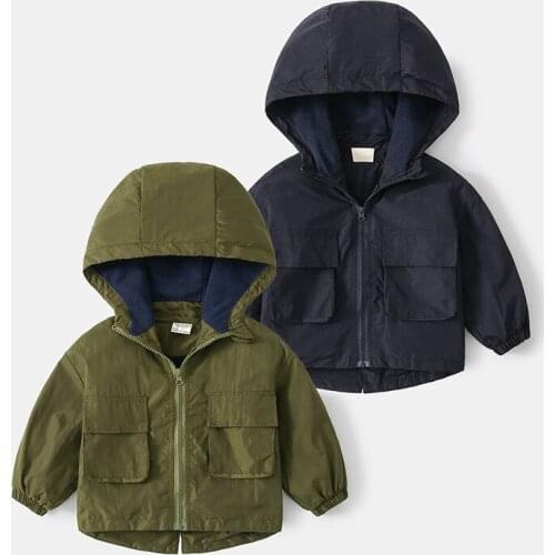 Autumn Waterproof Windbreaker For Boy Baby Trench Coat Kids Polar Fleece Jackets Children Clothing For Girls Thick Outwear 2-6Y