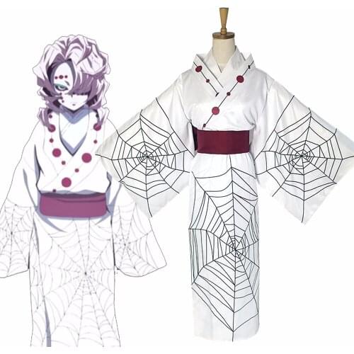 Anime Demon Slayer Kimetsu No Yaiba Spider Rui Mother Sister Cosplay Costume Mens Full Set Kimono Halloween Party Costume