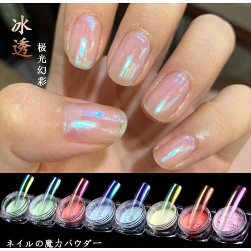 1 Box Transparent Holo Mirror Aurora Neon Nail Glitter Powders Dust Chameleon Nail Art Chrome Pigment Dipping Powder Decoration