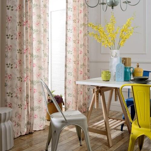 Factory Direct Curtain Cloth Modern Idyllic American Curtain Polyester Cotton Printing Curtain Window Yarn
