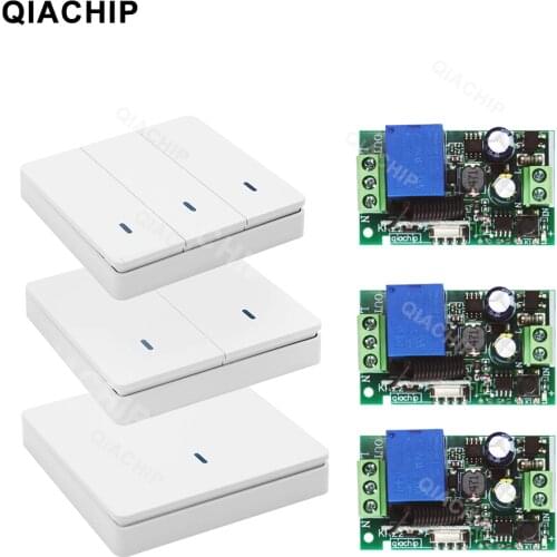 QIACHIP AC 220V 1 CH Remote Control Switch Wall Panel Wall Transmitter Remote Smart Home Room Stairway Light Lamp Bulb LED RX TX