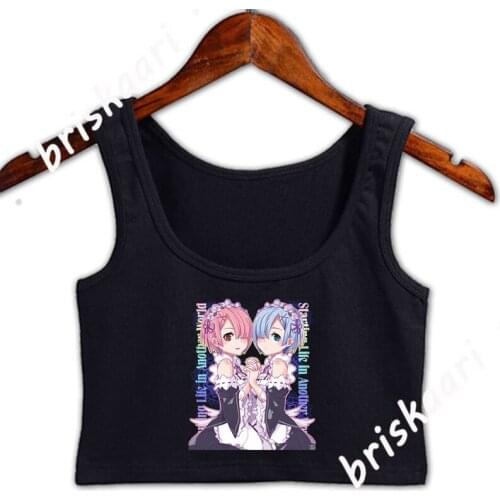 Re Zero Rem Ram Crop Top Women Euro Size S-2xl Natural High Street Summer Clothes Top New Style Personalized Vest