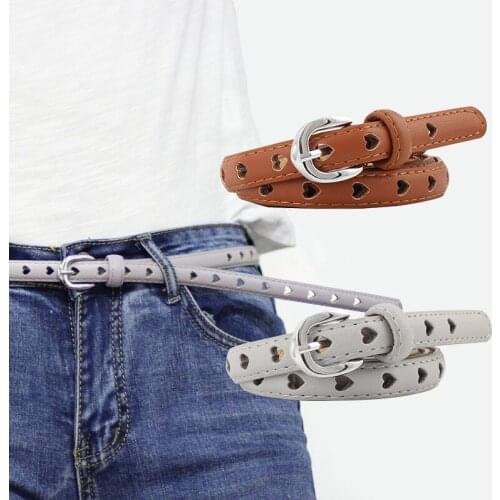 High Quality Female Heart Hollow Pu Leather Belt 103X2.8Cm Pin Buckle Belts Women Casual Fashion Belt For Pants Dress Ceinture
