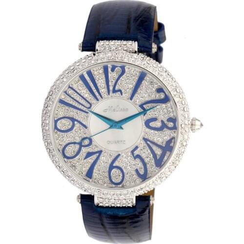 Luxury Crystals Women Big Size Dress Watches MELISSA Japan Quartz Real Leather Wrist watch Enamel Big Number Analog Relojes