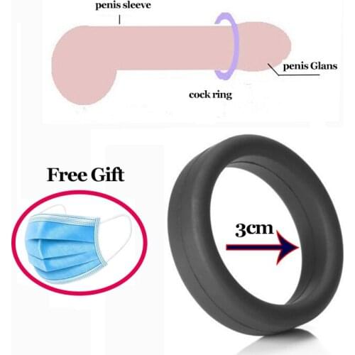 3CM Silicone Penis Ring Delay Lock Cock Rings Sex Toys For Men Premature Ejaculation Black Ring Adult Products Sex Shop