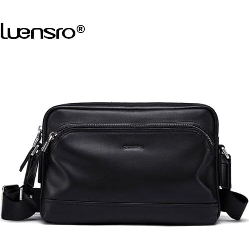 Men Genuine Leather Shoulder Bag Male Cowhide Leather Handbags Mens Large Zipper Messenger Bag Boyes Cossbody Bag Fashion