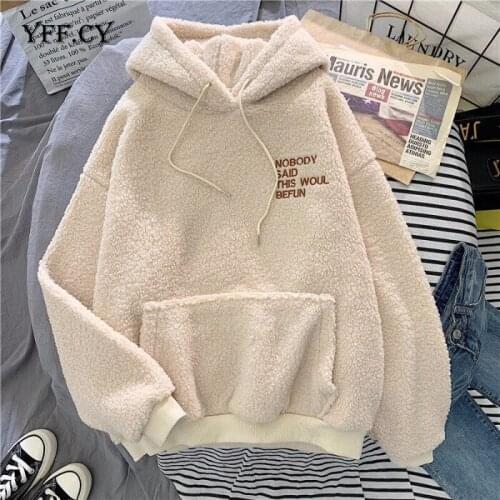 Autumn Winter Coat Pink Sweet Hooded Sorry Print Harajuku Loose Pocket Hoodies Womens Fleece Flannel Pullover Female Sweatshirt