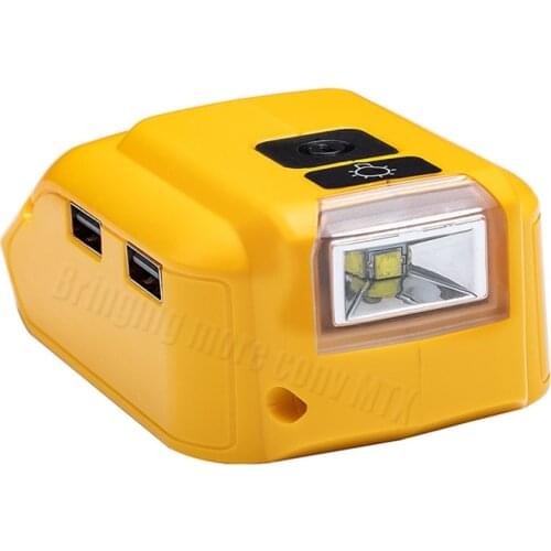 USB Charging Adapter For DEWALT 14.4V 18V 20V Li-ion Battery Converter DCB205 DCB090 Adapter LED light Tool battery Adapter