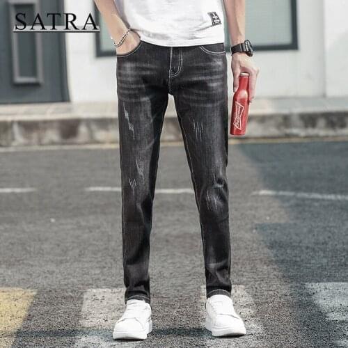 SATRA 2021 Spring New Arrival High Quality Classic Elastic Jeans Men,Mens Fashion Pencil Jeans ,Casual Slim Jeans Men