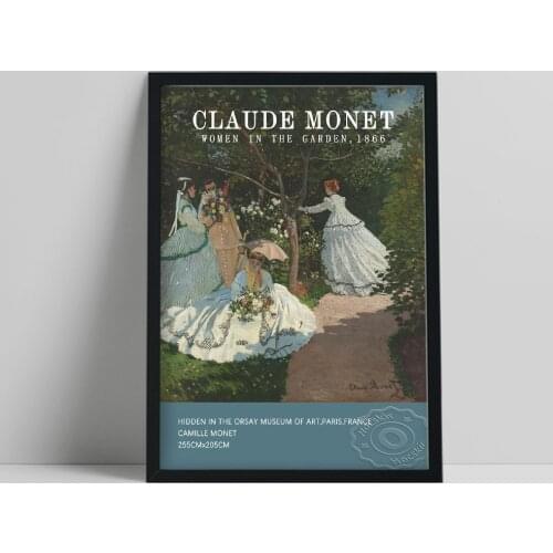Claude Monet Exhibition Poster, Monet Women In The Garden Oil Painting, French Impressionism Wall Art, Vintage Figure Home Decor