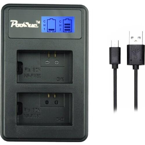 5V 2A LCD Dual NP FW50 battery Charger np-fw50 charger for SONY npfw50 NEX-3 NEX-5 SLT-A55 A33 A55 A37 A3000 A5000 A6000 Camera